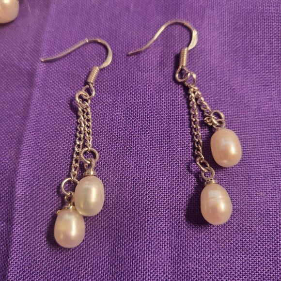 Large Keshi Pearl & Baroque Fresh Water Pearl Necklace & Earrings - Picture 6 of 11